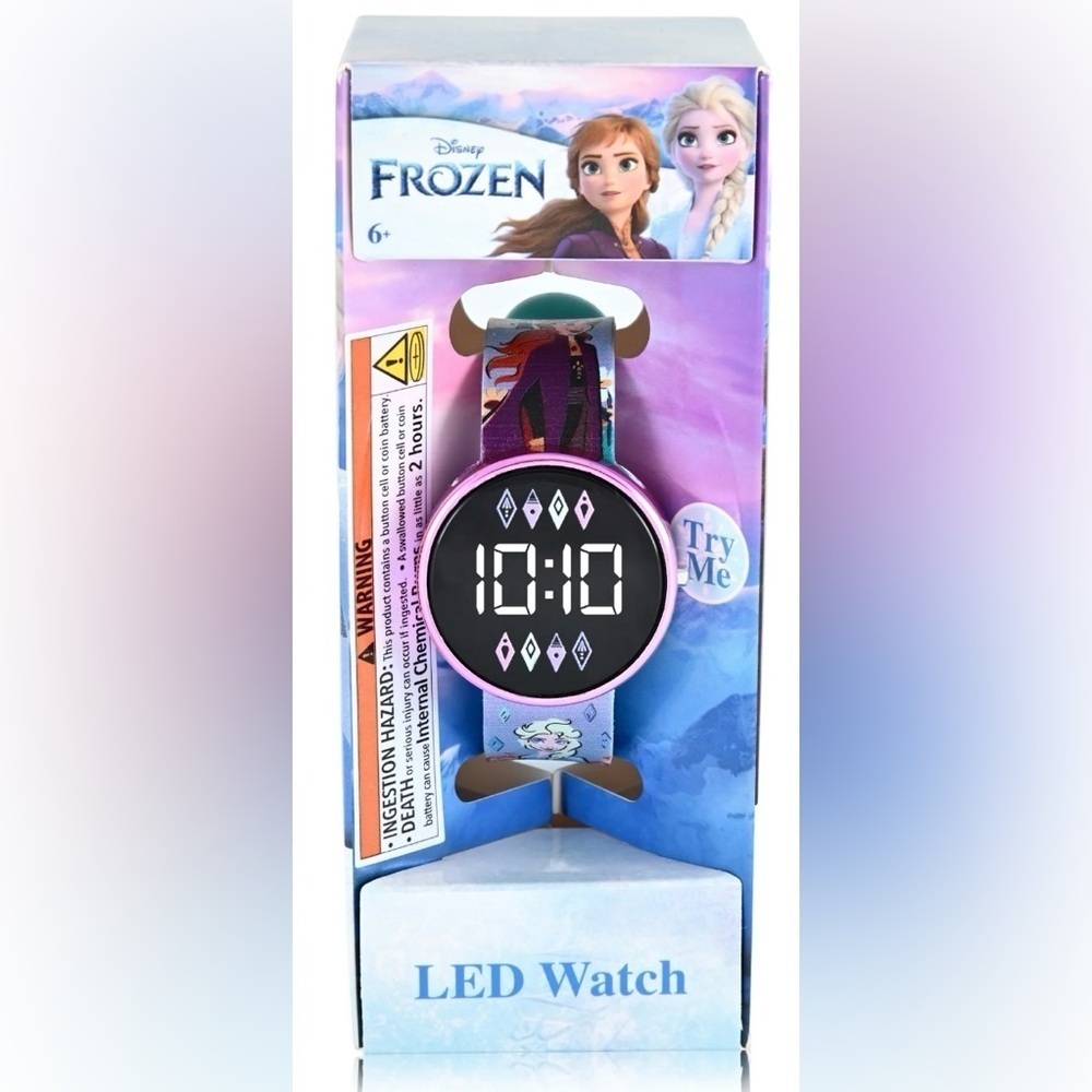FrozenGirl's Children's LED Watch with Round Case and Printed Silicone Strap - Picture 3 of 8
